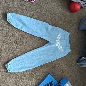 Sp5der Worldwide Sky Blue Classic Web Logo Sweatpants